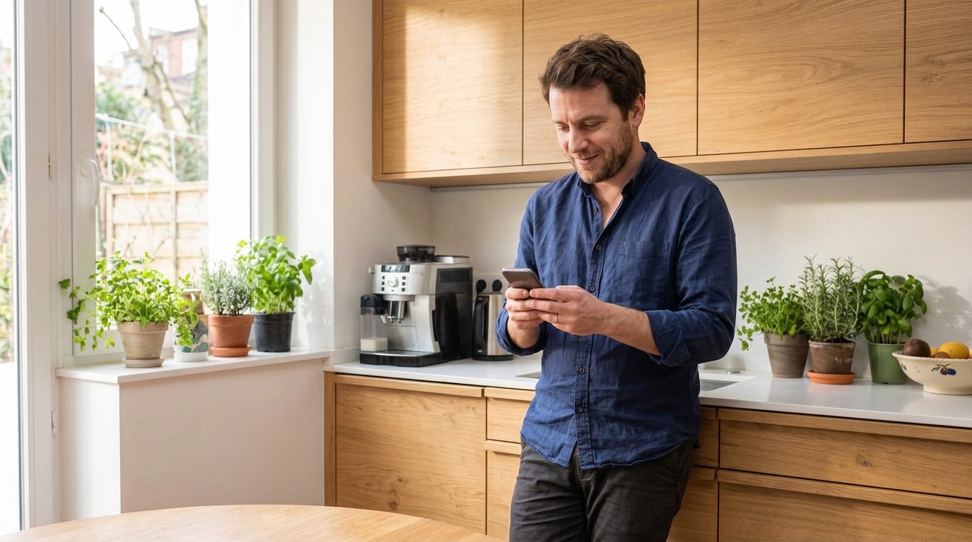 Un client récupère au comptoir la commande passée depuis l'application, sans attendre dans la file
